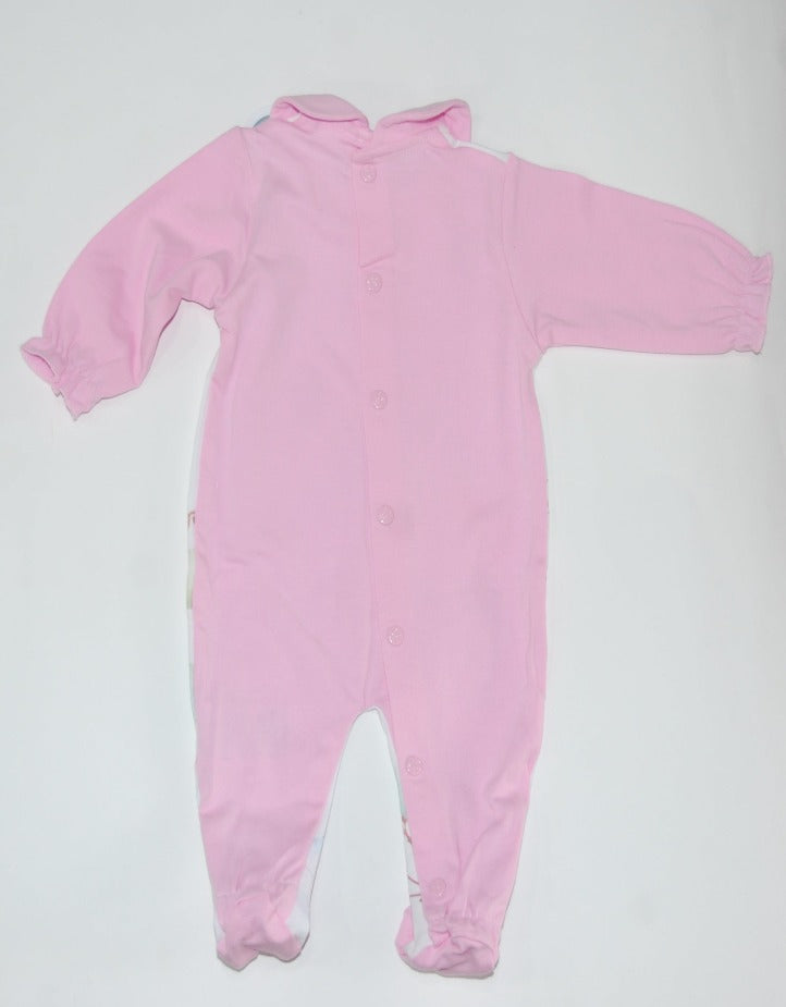 Retro tutina neonata cotone leggero rosa completamente aperta
