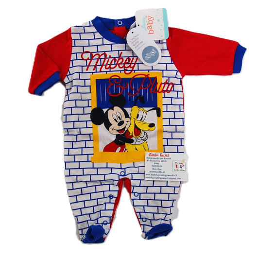 Tutina neonato cotone leggero Mickey and Pluto rossa